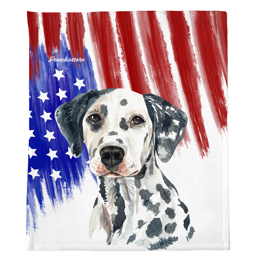 愛國達爾馬提亞毯子 水彩的美國狗