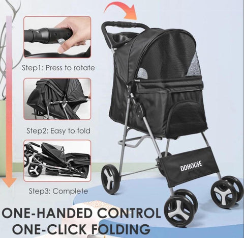 Take your furry friends on a comfortable and stylish ride with DDHouse Classic Design 4 Wheels Pet Pram Pet Stroller. This pet stroller is a perfect travel accessory for both dogs and cats, designed to provide maximum comfort for your pet while on the go.