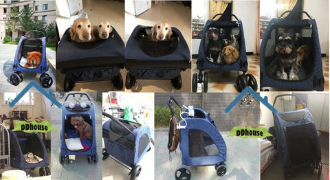 double wide dog stroller Pet strollers are used for a variety of reasons. They help avoid stress on your pet's body if they are having trouble walking due to joint pain, arthritis, or recent  Surgery