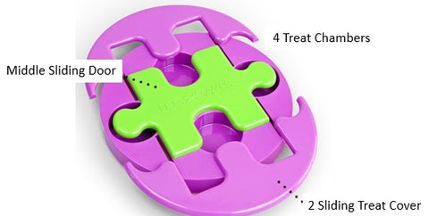 Outward Hound Jigsaw Glider Treat Puzzle With 4 Treat Chambers Kyjen Jigsaw Glider IQ Puzzle Dog Toy Singapore