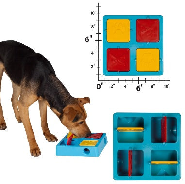 Outward Hound TIC TAC Twirl Dog Toy Kyjen Tic Tac Twirl IQ Game Puzzle Kyjen Four Chambers Plastic Tic-Tac-Twirl Treat-Hiding Puzzle Toy Pet Dog Cat Food Slow Feeder Bowl Treat Game 