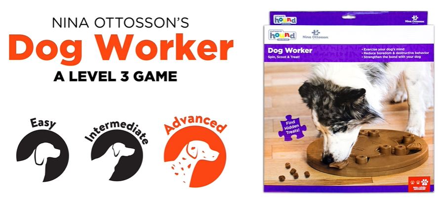 Nina Ottosson DogWorker, level 3 puzzle. Spin, scoot and treat! 