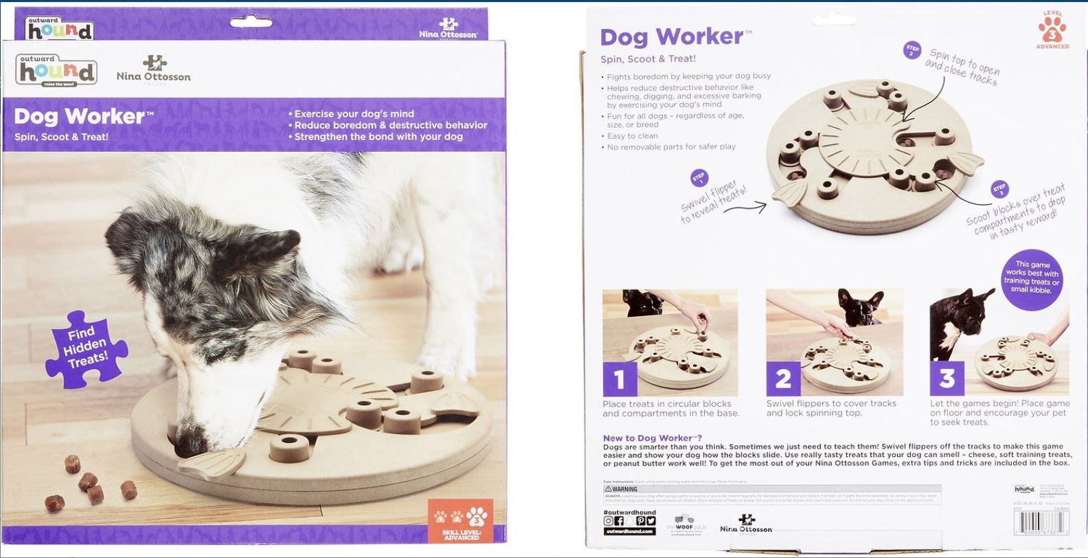 Dog Worker 9 Rings Nina Ottosson by Outward Hound Dog Worker Interactive IQ Puzzle Dog Slow Feeding Toy
