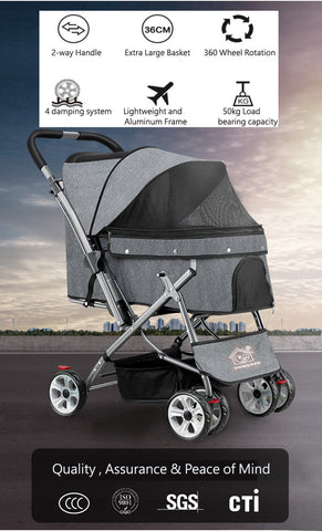Best Quality Reversible Dual view Pet stroller singapore