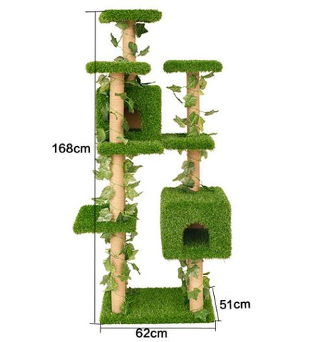 Tall 8 - tier multi level cat trees with green vine