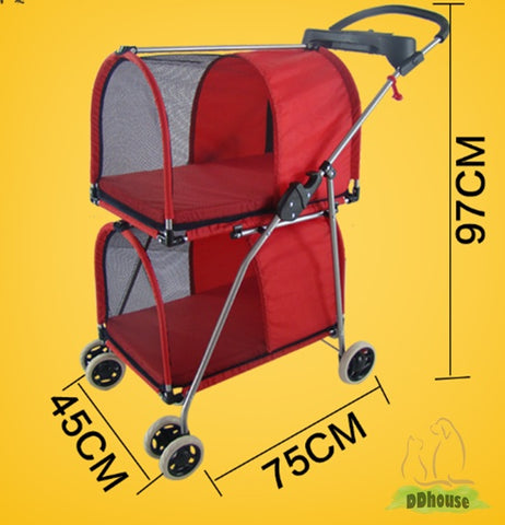 ddhouse Singapore online pet supplies red color 2 tier pet pram suitable for cat and dog 