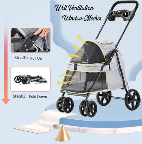 Pet Stroller Pram Trolley for Dog or Cats Pet prams singapore Fast Delivery Light weight