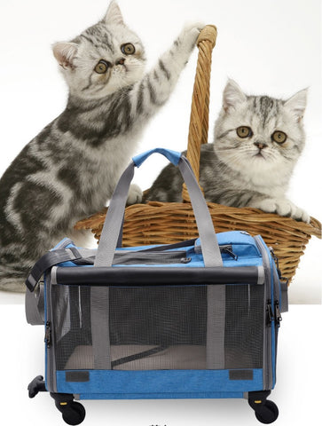 Dog Pet Carrier Cart Rolling Wheel Pet Trolley Case Folding Disassembly Pet Cat Bag Multi-pet Trolley Case