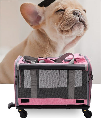 ortable Cat Carrier Backpack with Wheel Breathable Airline Approved Pet Travel Rolling Trolley Backpack for Small Dogs Cats Rabbit,