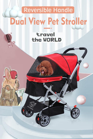 Travel with Dog singapore best pet prams Cheapest pet prams dual view reversible handle Free delivery singapore fast delivery