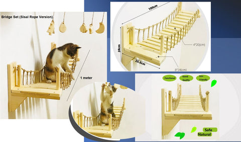cat bridge is very easy to fix to the wall with screws  Large Wall Mounted Cat Shelf Play Platform With Bed - Solid Wood Cat Sleeper Shelf - Wooden Cat Furniture Collection  Wall Mounted Cat Bridge Lounge Platform