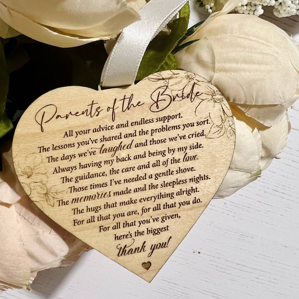 Wedding Day Heart Poem Gift For Parent Of The Bride – Design By Eleven