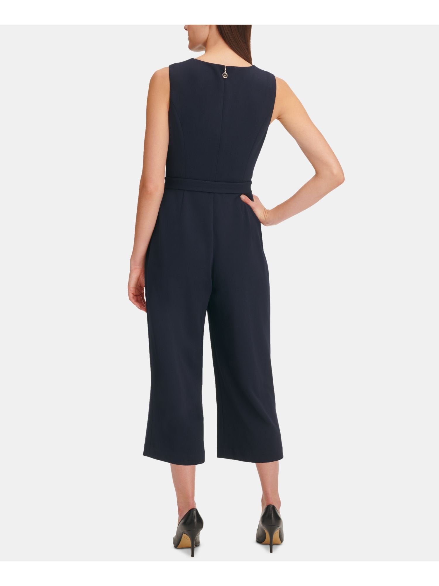Tommy Hilfiger Sleeveless Jewel Neck Cropped Casual Jumpsuit | Sky captain - All