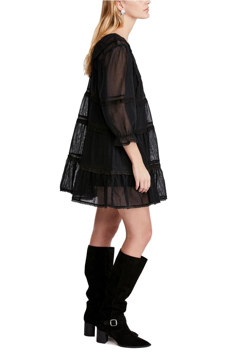 Free People Berlin Trapeze Embroidered Lace Insets Minidress | Black - Size Medium