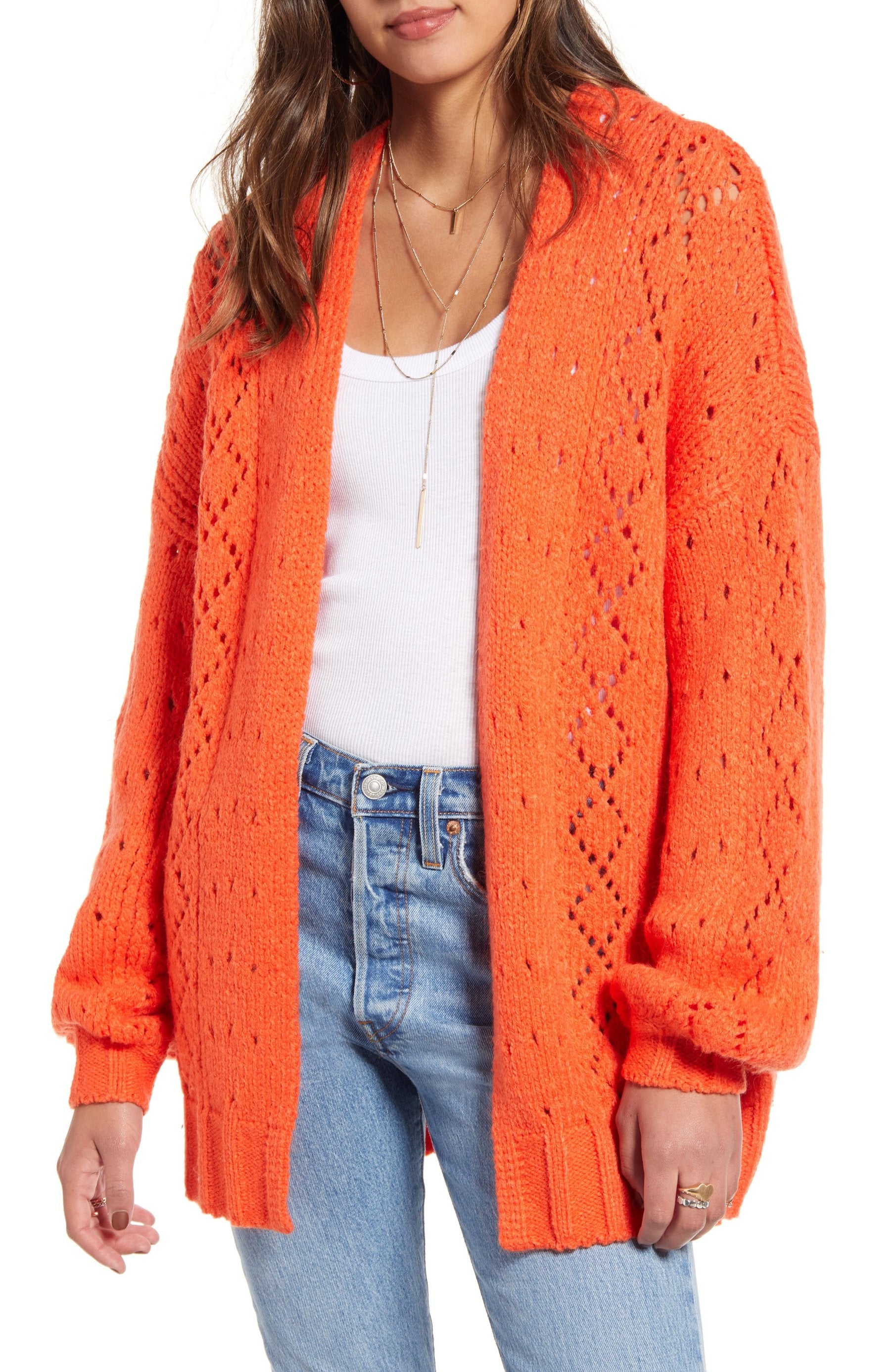 Billabong Women's Blissed Out Pointelle Cardigan Sweater | Tiger Lily - Large