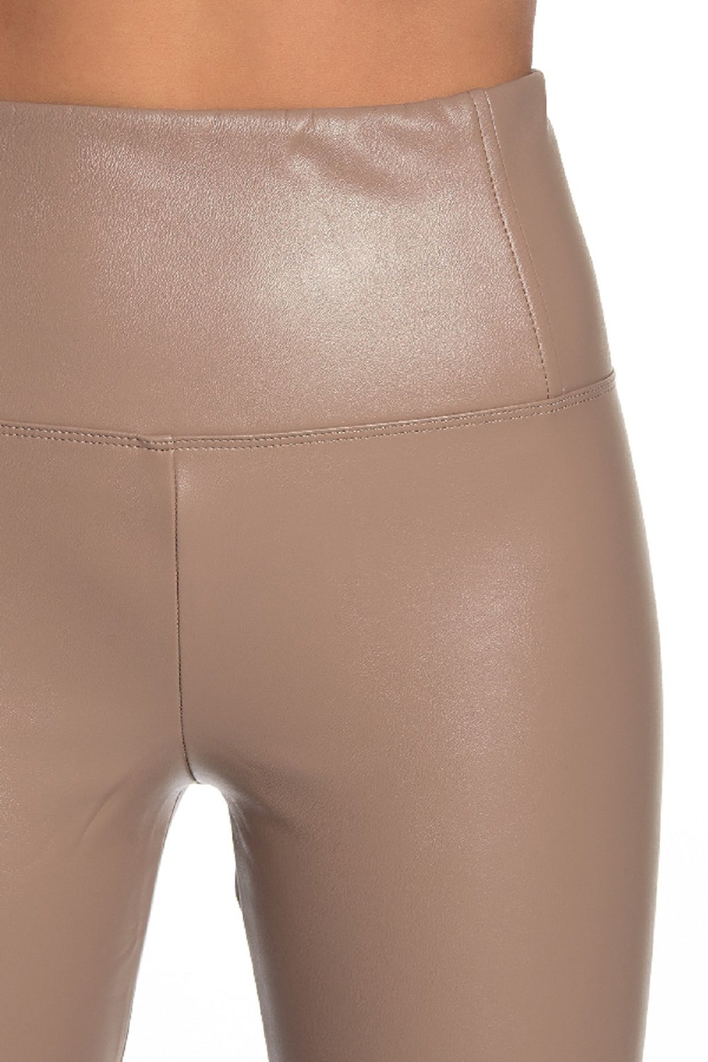 love, FiRE Women's Faux Leather Elasticized Waist Stretch Leggings | Taupe Grey - Large