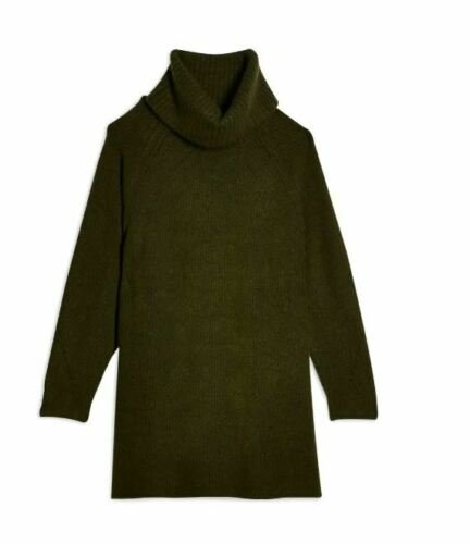 Topshop Women's Long Sleeves Turtleneck Sweater Dress | Green - 4