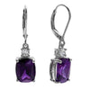 8.0 carat purple and clear CZ latch back earrings | Wholesale 925 Sterling Silver Jewelry