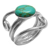 Art Deco Inspired Swirly Wrap Ring with Oval Turquoise. Wholesale Sterling Silver Rings.