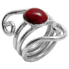 Art Deco Inspired Swirly Wrap Ring with Oval Red Jasper. Wholesale Sterling Silver Rings.