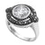 Elegant Oval Marcasite Ring with 1.75 Carat Clear CZ. Wholesale Sterling Silver Rings.