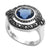 Elegant Oval Marcasite Ring with 1.75 Carat Deep Blue CZ. Wholesale Sterling Silver Rings.