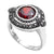 Elegant Oval Marcasite Ring with 1.75 Carat Red CZ. Wholesale Sterling Silver Rings.