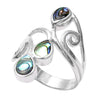 Swirly Wrap Ring with Three Abalone Stones. Wholesale Sterling Silver Rings