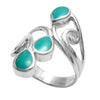 Swirly Wrap Ring with Three Turquoise Stones. Wholesale Sterling Silver Rings