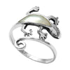 Adorable Gecko Wrap Ring with Mother of Pearl Inlay | Wholesale Sterling Silver Rings - Jewelry