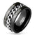 Black Stainless Steel Ring with Spinning Cuban Chain and Joshua 1:9 Bible Verse | Wholesale Jewelry