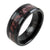 Black Tungsten Ring with Chamfered Edges and RED CAMO Inlay | Wholesale Tungsten Rings - Wedding Bands