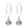 Faux black pearl on long hook hanging earrings | Wholesale 925 Sterling Silver Jewelry