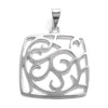 Fern frond filigree bulging square pendant | Wholesale 925 Sterling Silver Pendant