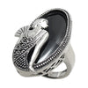 Flapper Lady By the Sea with Fan in Black Onyx and Sterling Silver. Wholesale Sterling Silver Rings.
