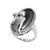 Flapper with Fan in Black Onyx and Sterling Silver. 27mm. Wholesale Sterling Silver Rings.