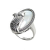 Flapper with Fan in Mother of Pearl and Sterling Silver. 27mm. Wholesale Sterling Silver Rings.