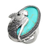 Flapper with Fan on Turquoise and Sterling Silver. Wholesale Sterling Silver Rings.