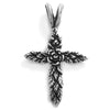 Lovely flower and leaves cross pendant | Wholesale 925 Sterling Silver Jewelry