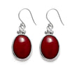 Brilliant hanging earring with bright red jasper cabochons | Wholesale 925 Sterling Silver Jewelry