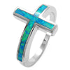 Magnificent Sideways Cross Ring with Stunning Opals | Wholesale Sterling Silver Rings - Jewelry