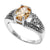 Classic Marcasite Ring with Orange Oval CZ Center Stone. Wholesale Sterling Silver Rings | Jewelry