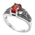 Classic Marcasite Ring with Red Oval CZ Center Stone