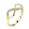 14K Ion Plated Infinity Ring with Pavé CZs. Wholesale brass ring.