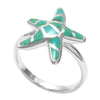 Delightful starfish ring with colorful turquoise inlay | Wholesale sterling silver rings - Jewelry