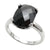 Spectacular Ring with Black Obsidian Colored Rectangular CZ Solitaire. Wholesale Sterling Silver Rings.