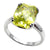 Spectacular Ring with Lime / Peridot Colored Rectangular CZ Solitaire. Wholesale Sterling Silver Rings.