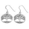 Charming hearts infused Tree of Life Hanging Hook Earrings | Wholesale 925 Sterling Silver Jewelry