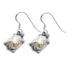 Adorable turtle with mother of pearl turtle shell hanging earrings | Wholesale 925 Sterling Silver Jewelry