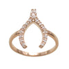 Rose gold plated sterling silver wishbone ring with CZ accents | Wholesale sterling silver rings - Jewelry